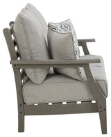 Visola Gray Outdoor Loveseat with cushion back view