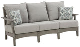 Visola Gray Outdoor Sofa with cushions head-on perspective
