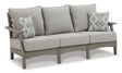 Visola gray outdoor loveseat, angled side view