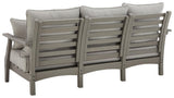 Visola Gray Outdoor Sofa with cushions with two throw pillows