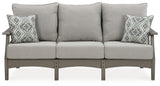 Visola Gray Outdoor Sofa with cushions side profile