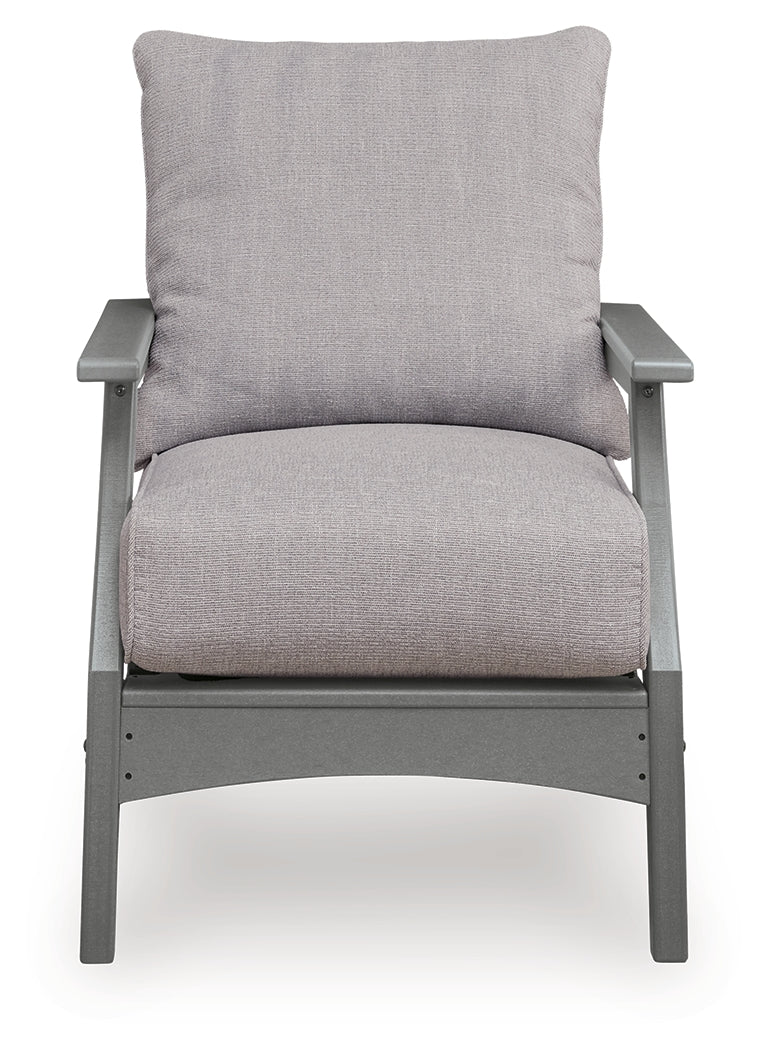Side view of wood-look frame on sofa