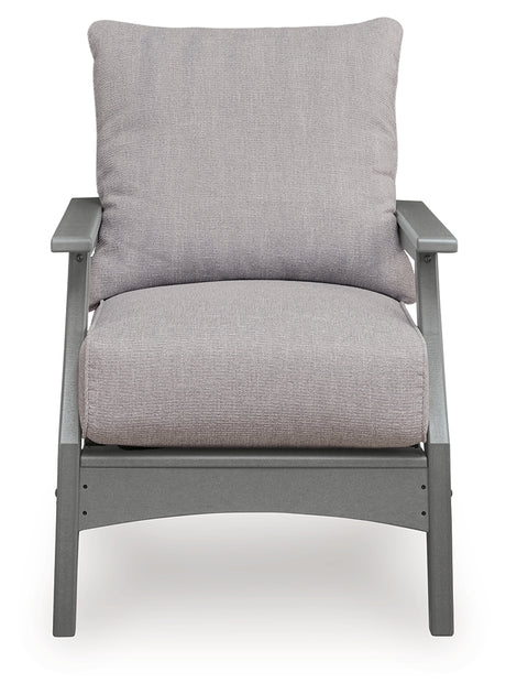 Side view of wood-look frame on sofa