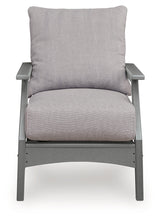 Front-on view of Cove Beach gray outdoor lounge chair