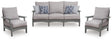 Close-up of gray Nuvella fabric on lounge chair