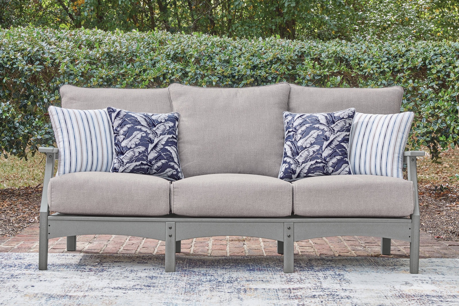 Cove Gray Beach Outdoor Sofa and Loveseat with Coffee Table