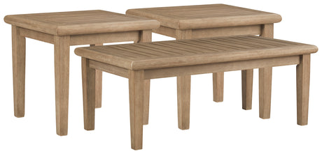 Grayish brown eucalyptus wood coffee table detail