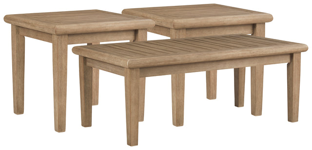 Grayish brown eucalyptus wood coffee table detail
