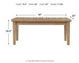 Gerianne grayish brown eucalyptus outdoor coffee table side view