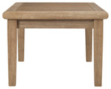 Gerianne grayish brown eucalyptus outdoor coffee table top down view