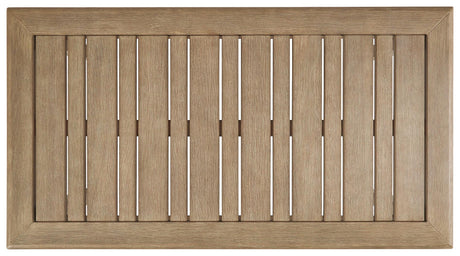 Gerianne coffee table showing wood finish close-up