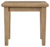 Gerianne Grayish Brown Outdoor End Table top slatted surface