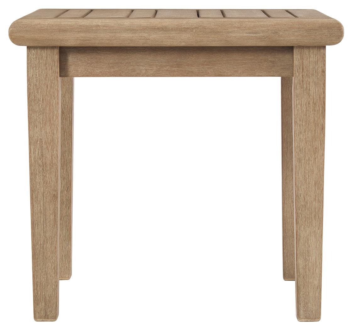 Gerianne Grayish Brown Outdoor End Table open shelf detail