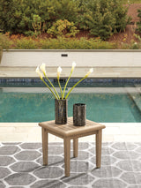 Top view of outdoor grayish brown coffee table
