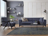 Pavia Navy Blue Armchair angled side view