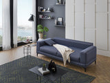 Pavia Navy Blue 3-Seater Sofa Bed side angle