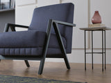 Side view of Pavia Navy Blue Armchair