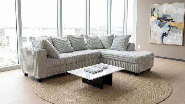 Gia Silver Fabric Sectional Sofa from Decor Furniture