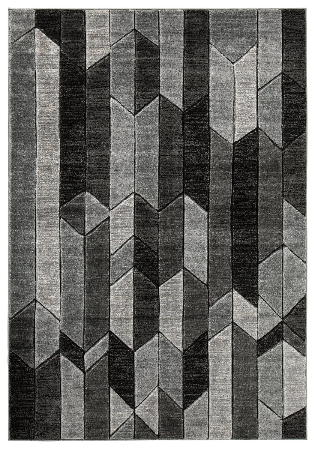 Close-up detail of Chayse rug's geometric pattern