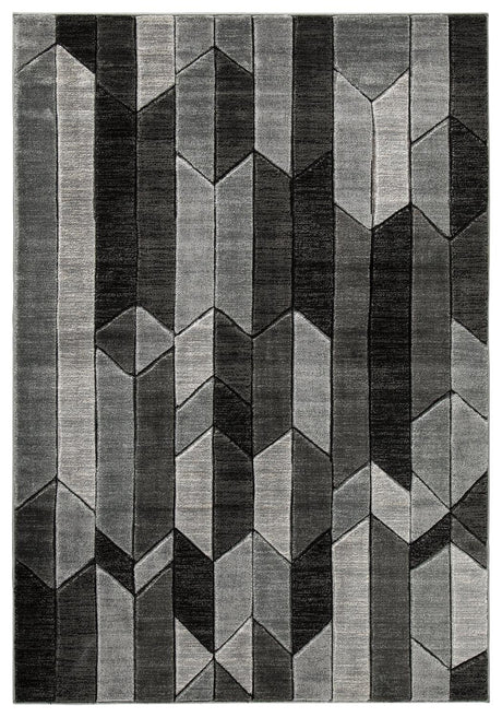 Close-up detail of Chayse rug's geometric pattern