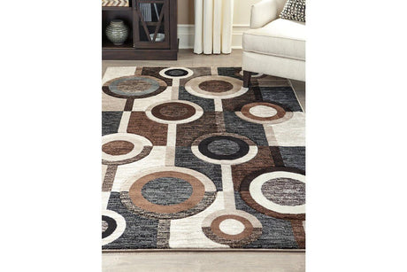 Guintte Multi 5'x6'7" Rug front view with geometric pattern