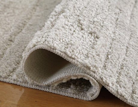 Ivygail Gray 5x7 Rug side view showcasing pile height and pattern