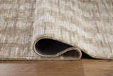 Rolled edge detail of Abanlane Brown and Cream Wool Rug