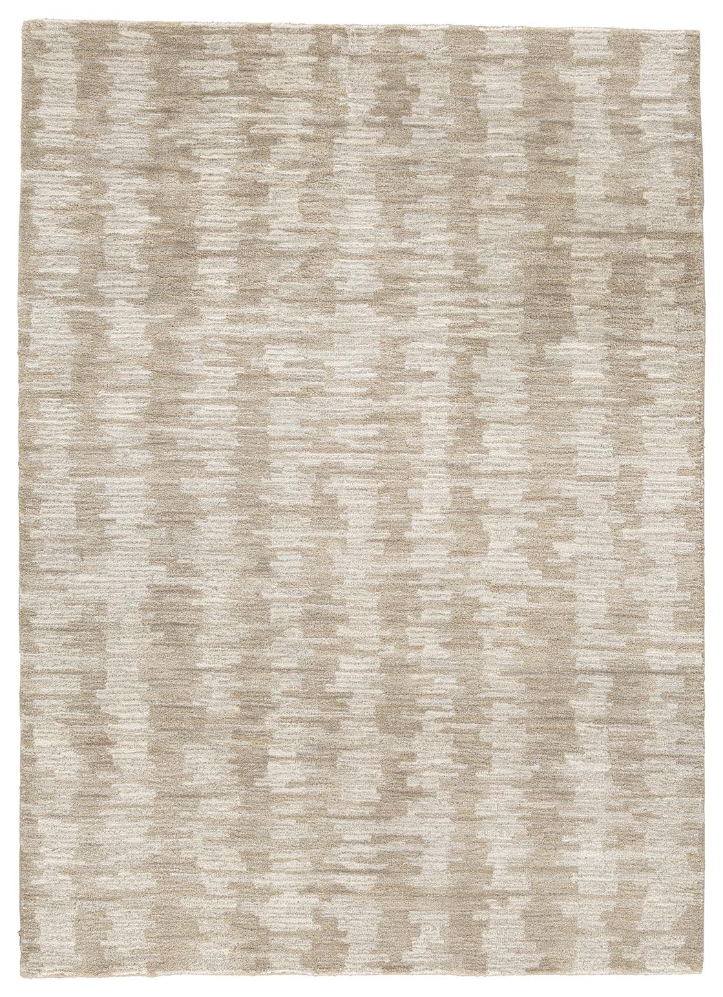 Abanlane Brown and Cream 5x7 Wool Rug - angled detail