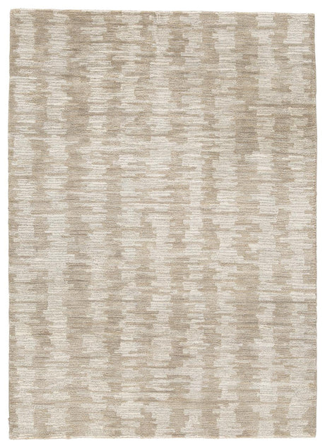 Abanlane Brown and Cream 5x7 Wool Rug - angled detail