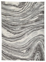 Wysdale Ivory and Gray abstract medium rug 5'3" x 7'3" angled view