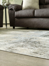 Detailed view of the rug pile and jute backing