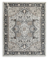 Close-up of Gregmoore rug multicolor medallion pattern