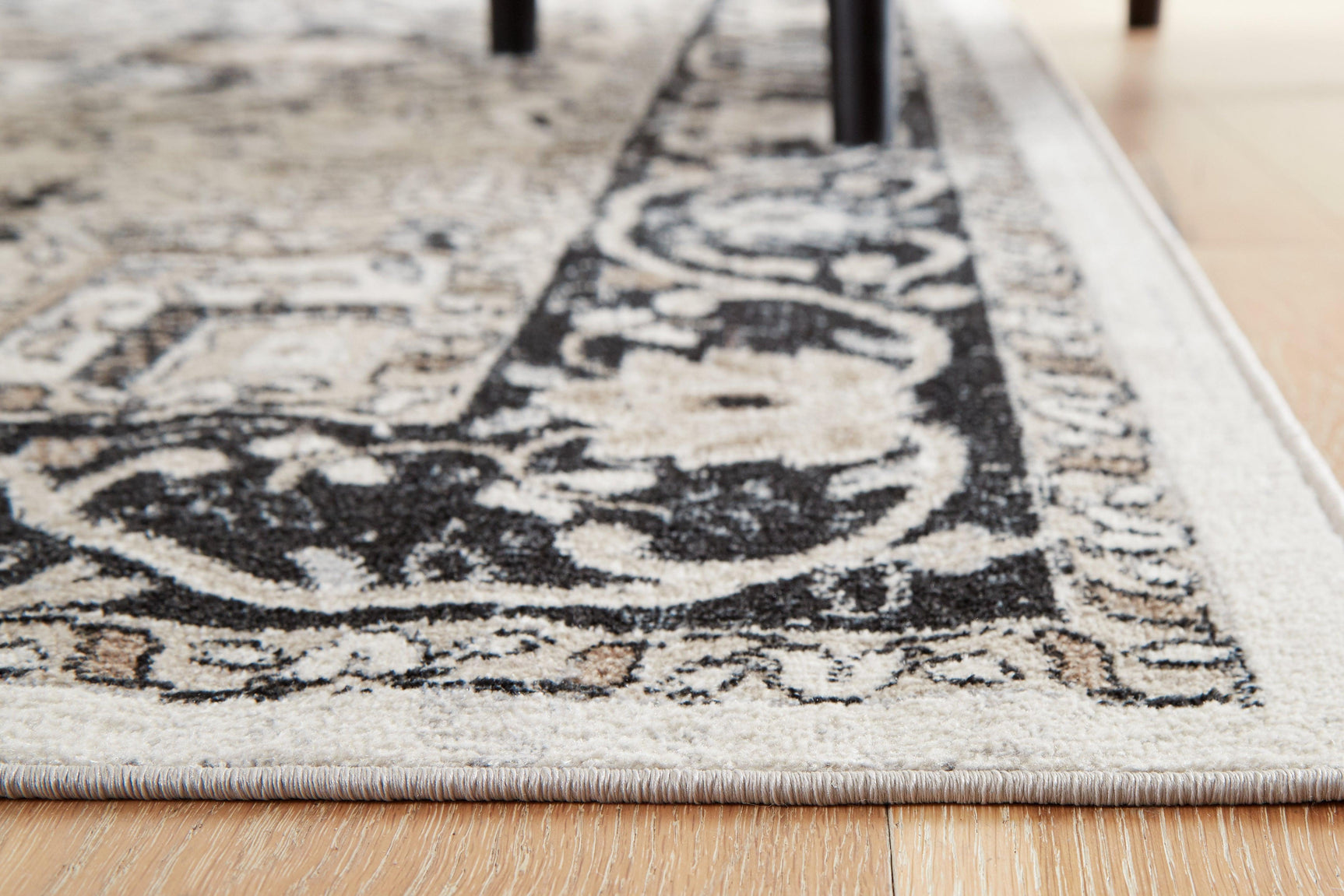 Detail of jute backing and edge of Gregmoore Multi rug