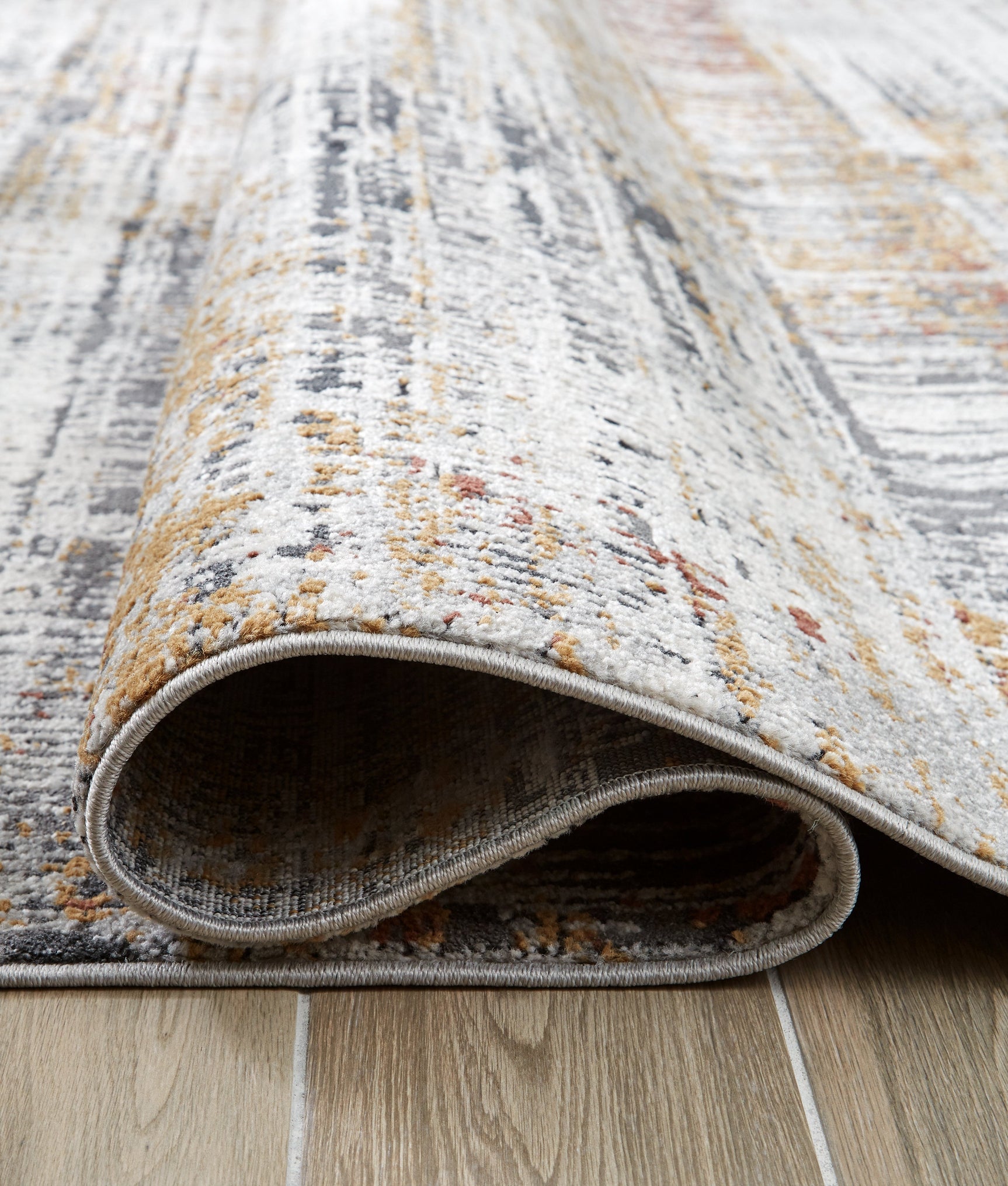 Rolled Rhettner rug detail showing weave and pile