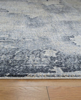 Langrich Blue gray cream 5'3" x 7'3" rug texture and pile detail