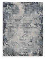 Langrich Blue gray cream abstract rug detailed texture close-up