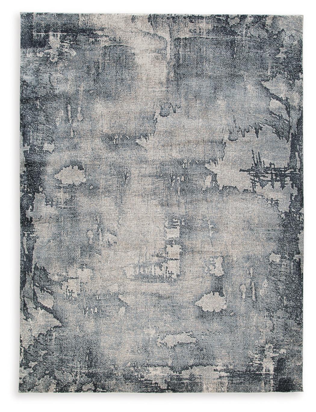 Langrich Blue gray cream 5'3" x 7'3" rug close-up detail