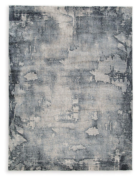 Langrich Blue gray cream 5'3" x 7'3" rug close-up detail
