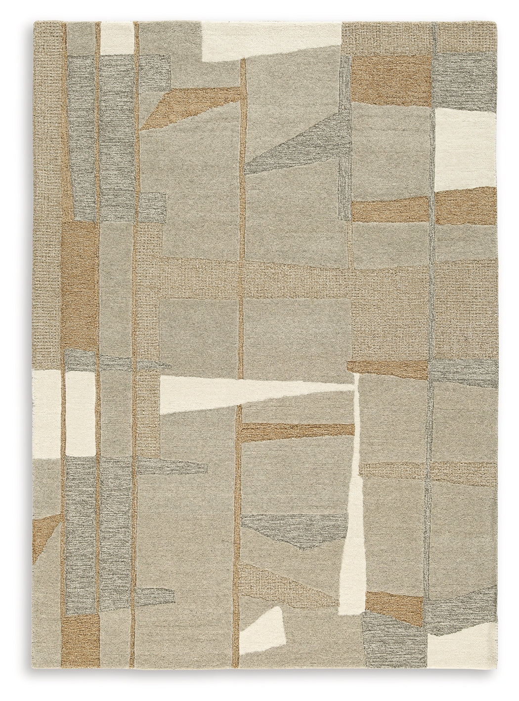 Close-up of hand-tufted wool and jute fibers on Abbotton rug
