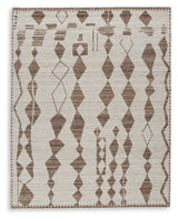 Close-up detail of geometric abstract pattern on Brettler rug