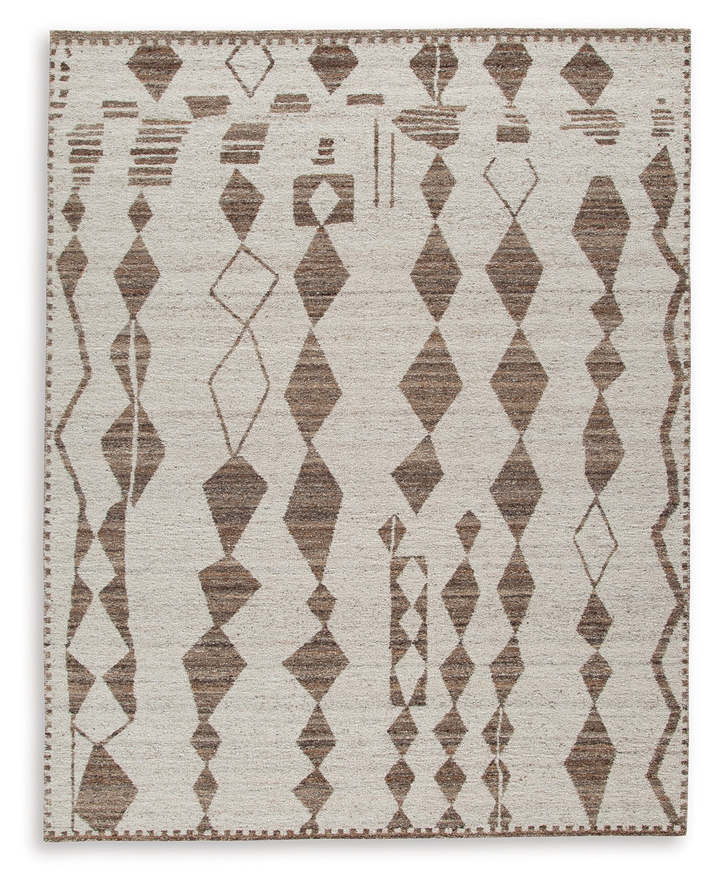 Close-up detail of geometric abstract pattern on Brettler rug