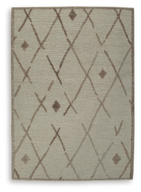 Close-up of Guyford rug's hand-tufted wool texture