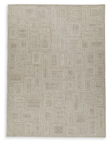 Corner detail of Brickburgh gray ivory honey rug