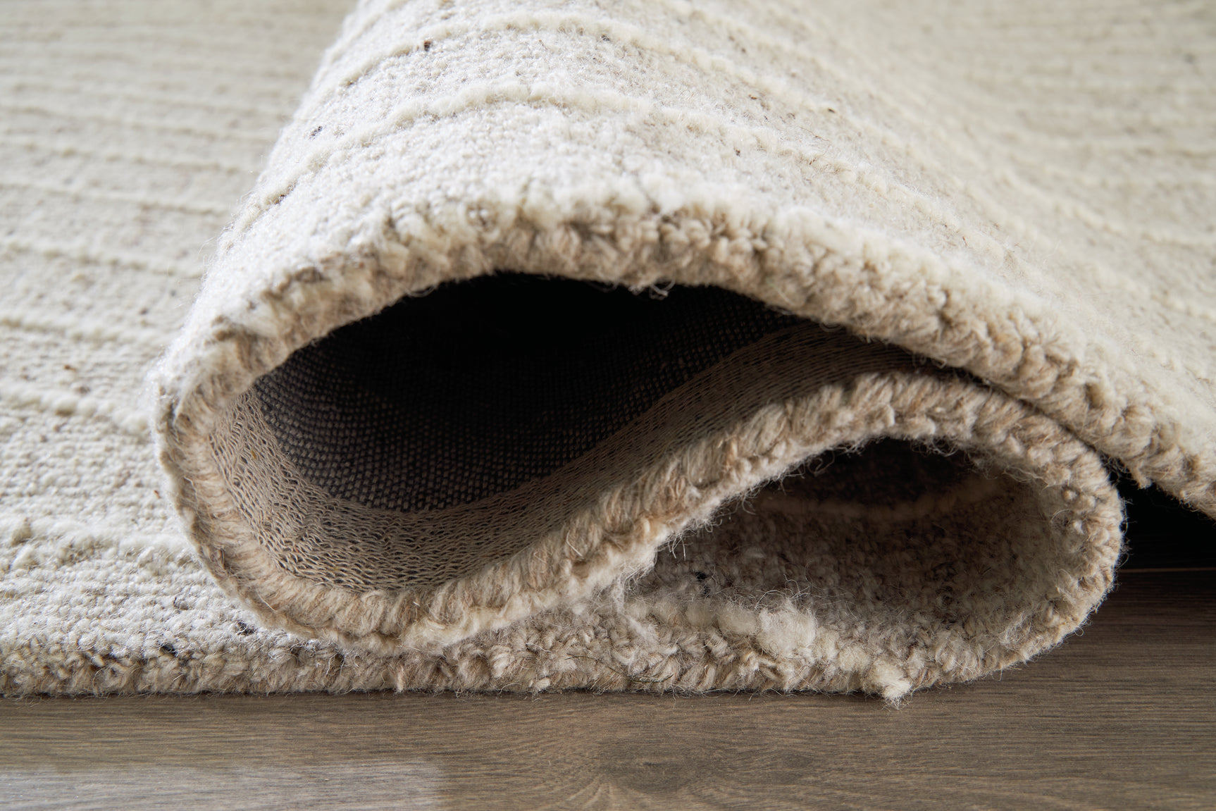 Detail of hand-tufted high-low pile on Varahill Rug
