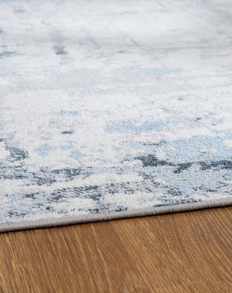 Close-up detail of Emertonly abstract blue gray pattern washable rug