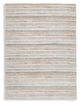 Close-up of Artney rug woven fabric and striped pattern
