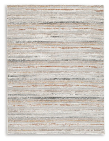 Close-up of Artney rug woven fabric and striped pattern