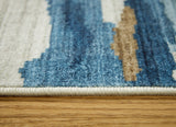 Vinlett Cream/Blue/Brown 5' x 7' Washable Rug