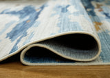 Vinlett Cream/Blue/Brown 5' x 7' Washable Rug