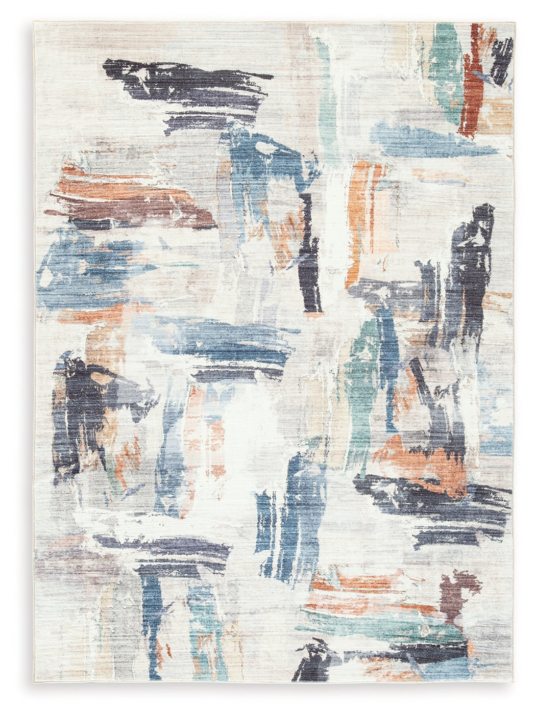 Close-up detail of Hessland rug's abstract brush stroke pattern